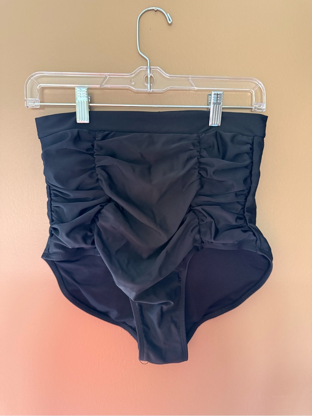Shapermint High-Waist Ruched Black Swim Bottoms